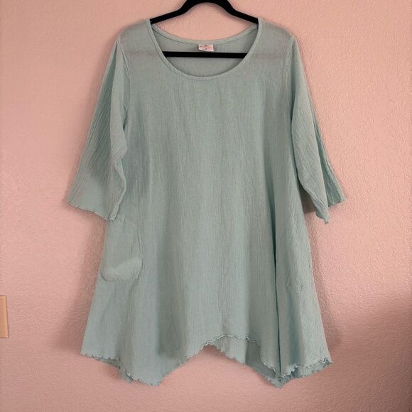Beach Cotton Sea Breeze Womens Tunic Quarter Sleeve Top - Picture 8 of 8